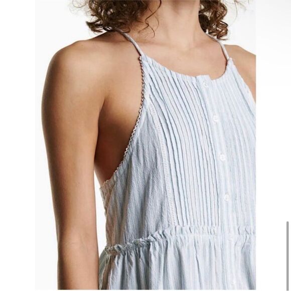 Free People NWT Desert Days Striped Cotton Mini Dress in Ivory/Light Blue Medium - Picture 5 of 8